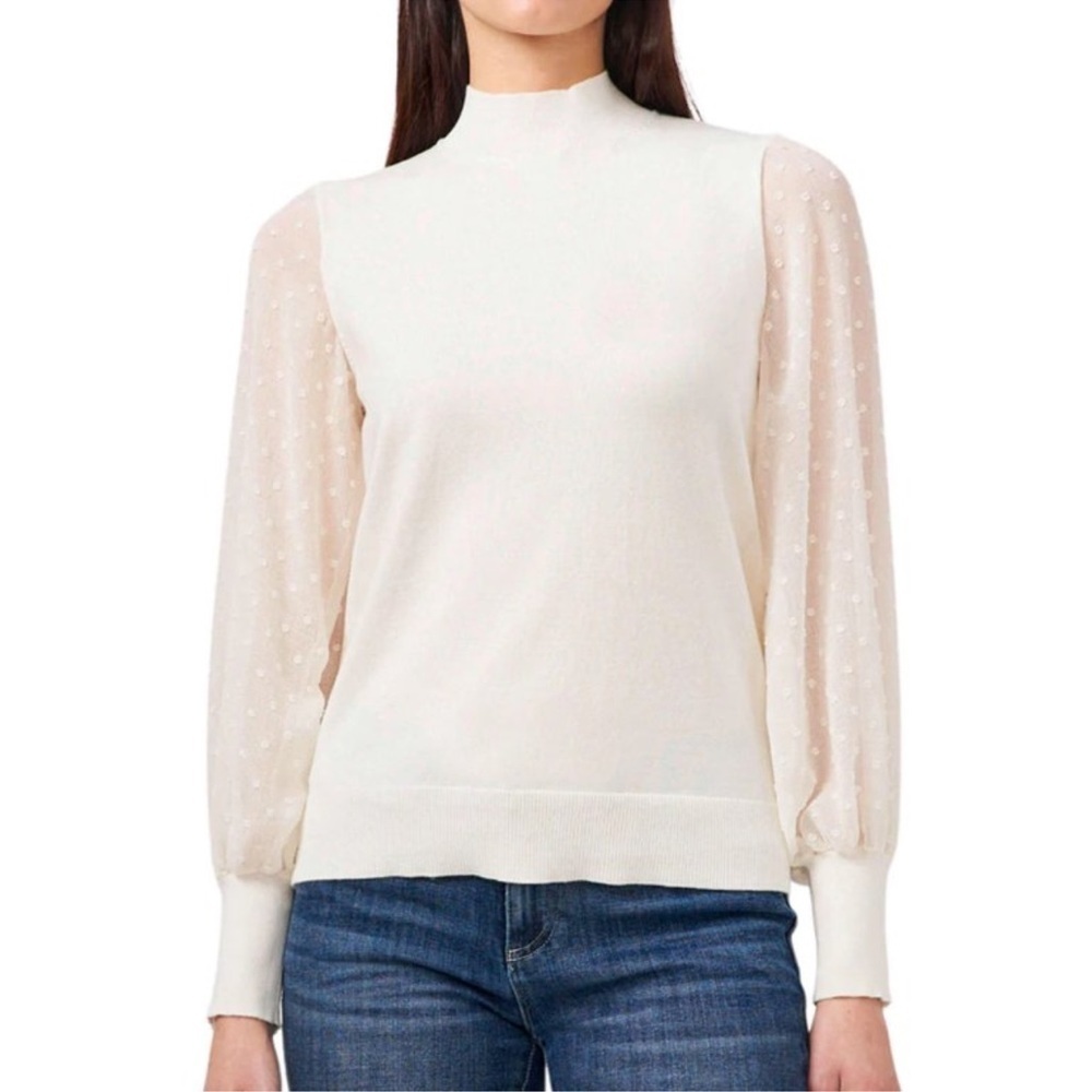 Vince Camuto Women's Clip Dot Sleeve Pullover Fashion Sweater